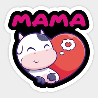 cute cow love heart Mama Sticker